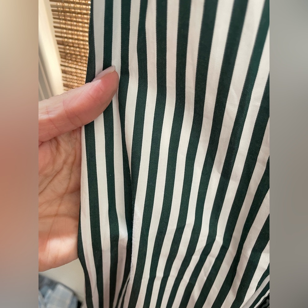 Hill House Anjuli Nap Dress Smocked Green White Striped Midi Maxi Medium M - Picture 6 of 6